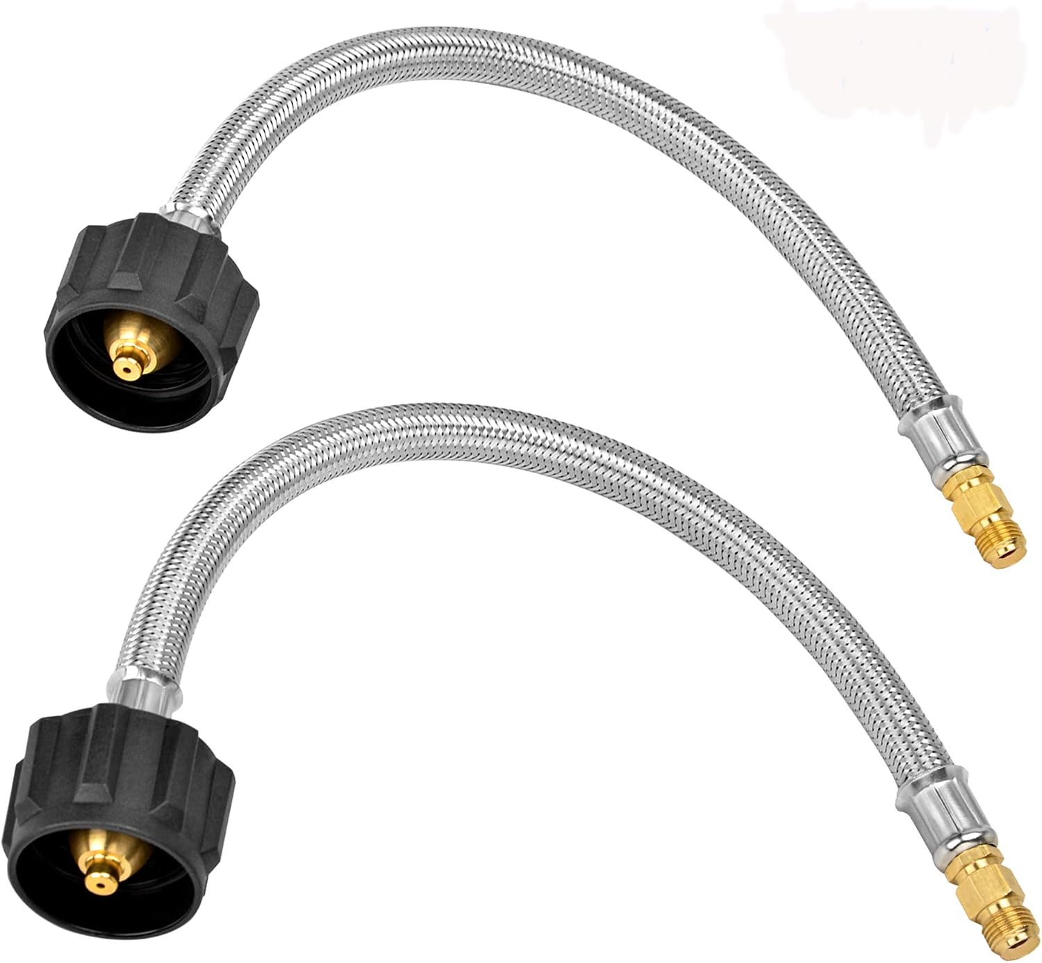 Stanbroil 2PCS 12" RV Stainless Steel Braided Propane Pigtail Hose