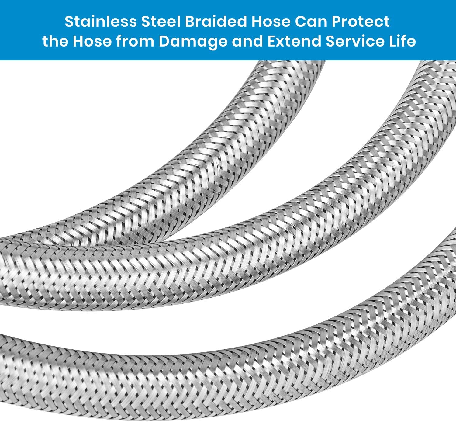 Stanbroil 2PCS 12" RV Stainless Steel Braided Propane Pigtail Hose