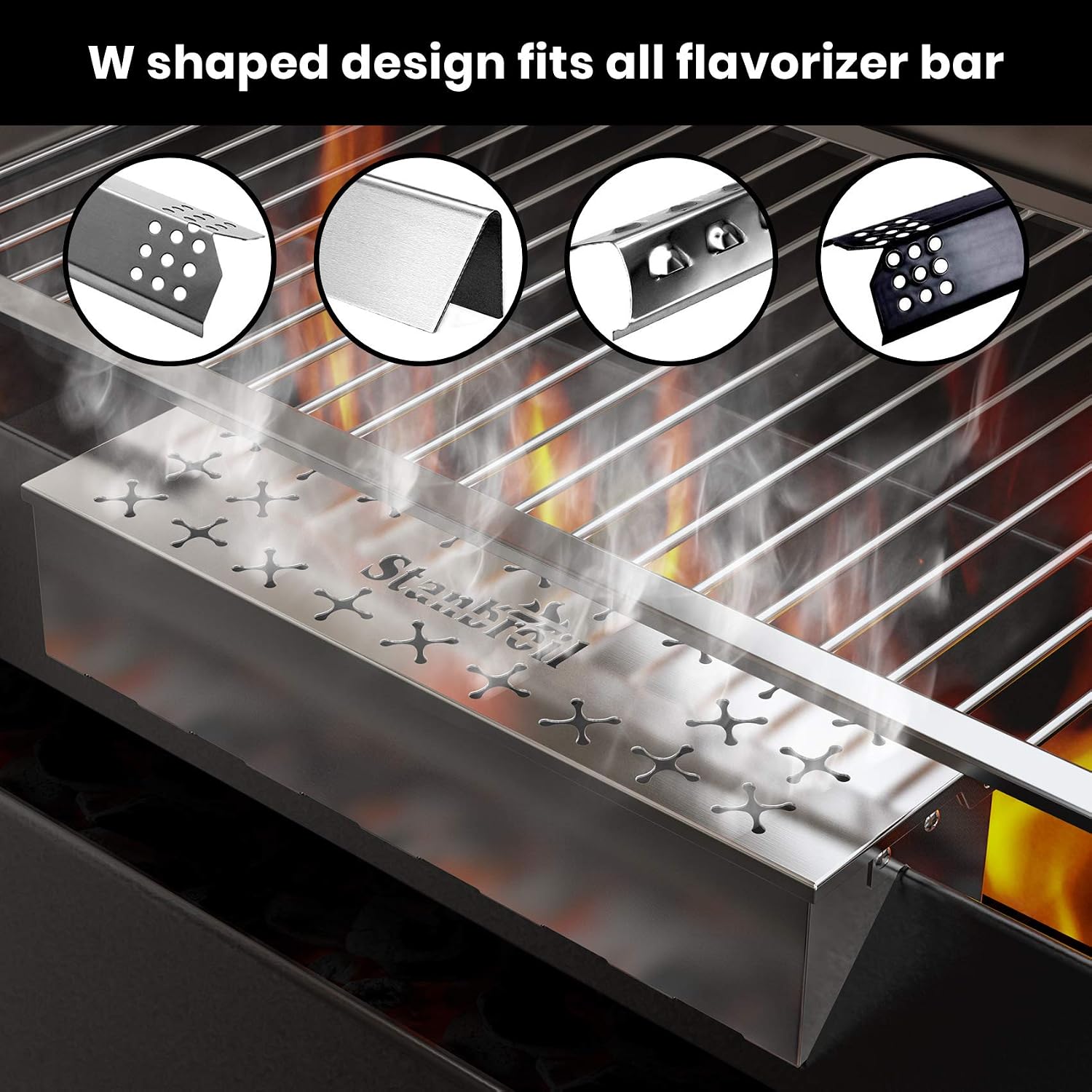 Stanbroil Stainless Steel Smoker Box Gas Grilling Wood Chip Smoking Box
