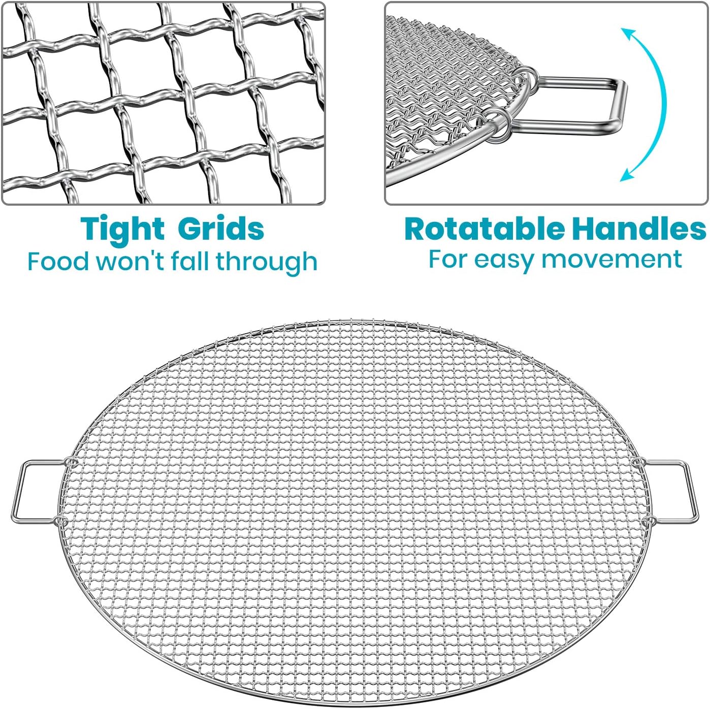 Stanbroil 24" Fire Pit Grill Grate, Stainless Steel Round Cooking Grate