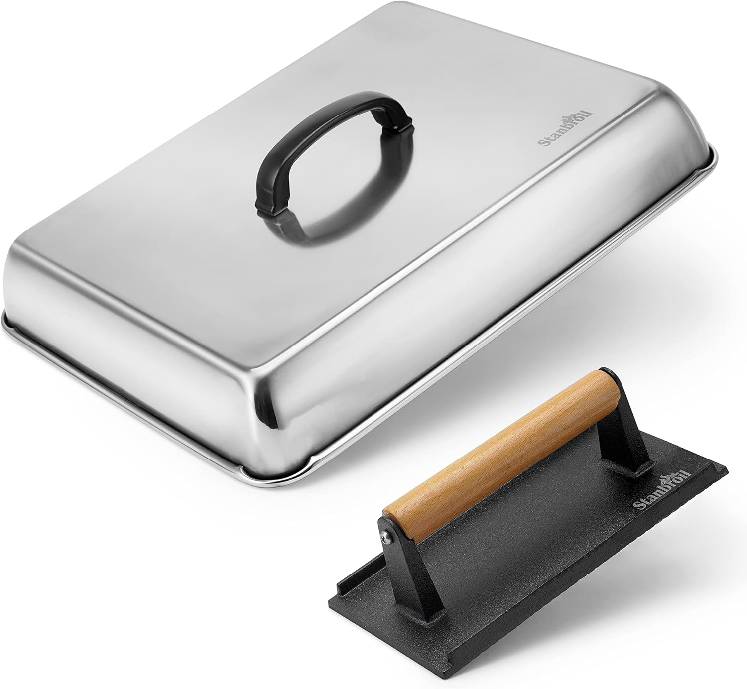 Stanbroil Melting Dome & Grill Press Kit Stainless Steel Basting Cover