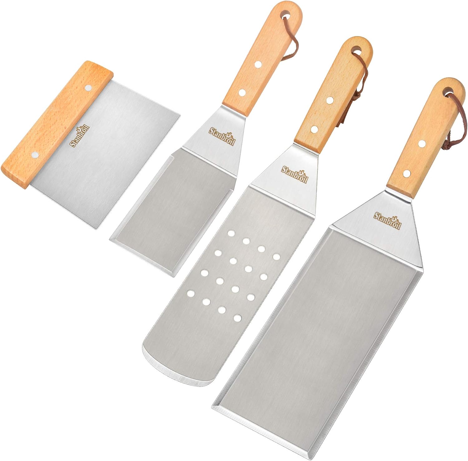 Stanbroil Metal Spatula and Bench Scraper Set for Griddle