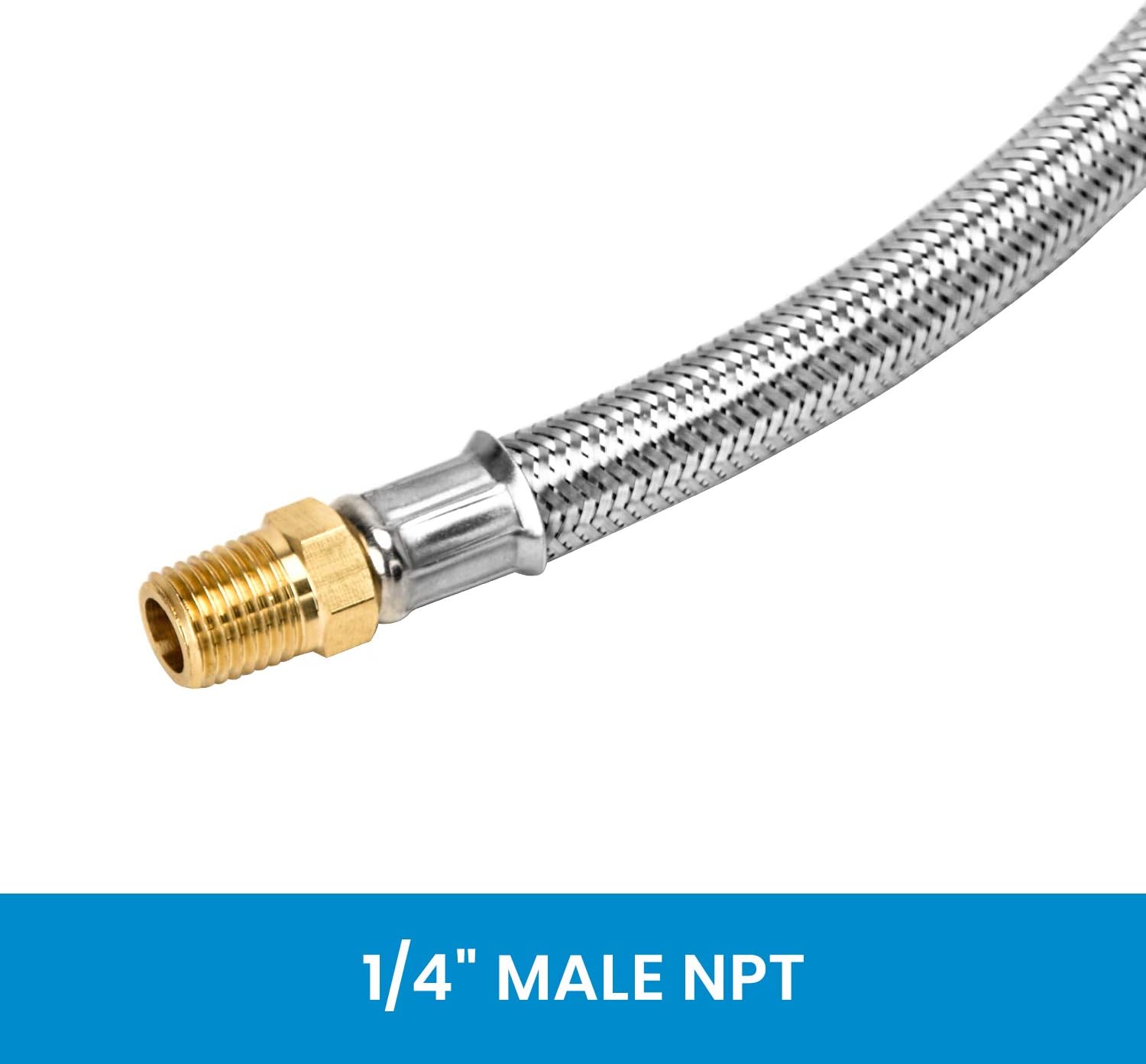 Stanbroil 12" RV Propane Pigtail Stainless Steel Braided Hose with Gauge