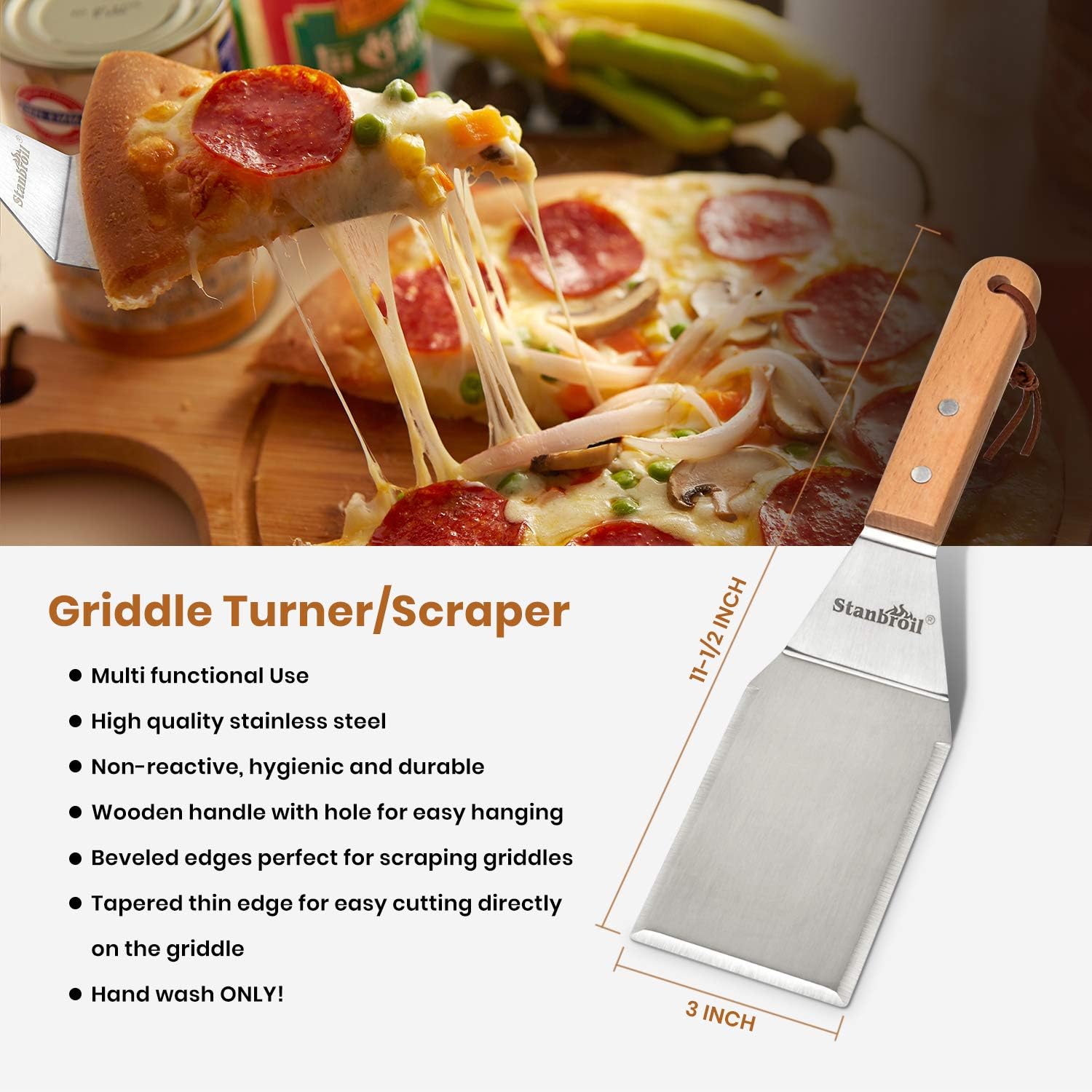 Stanbroil Large Metal Griddle Spatula Set Kit