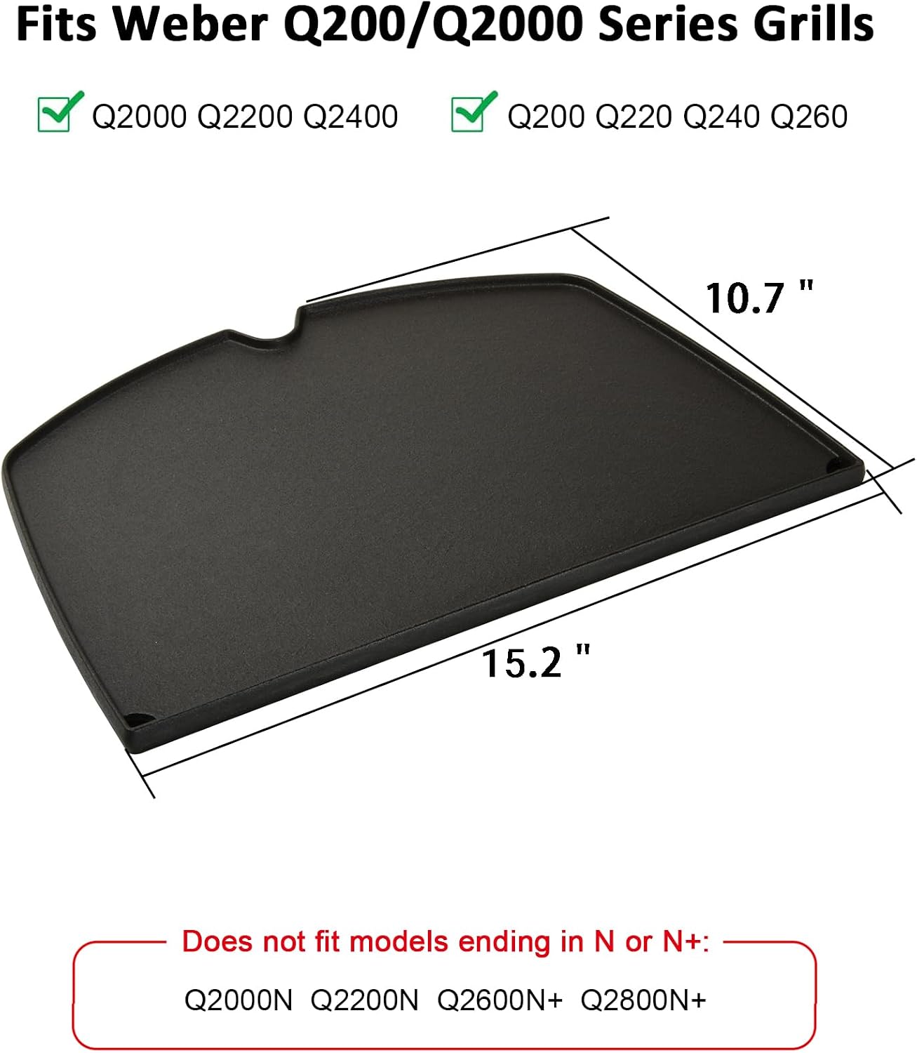 Stanbroil Reversible Griddle Plate for Weber Q200 Q2000 Series Grills