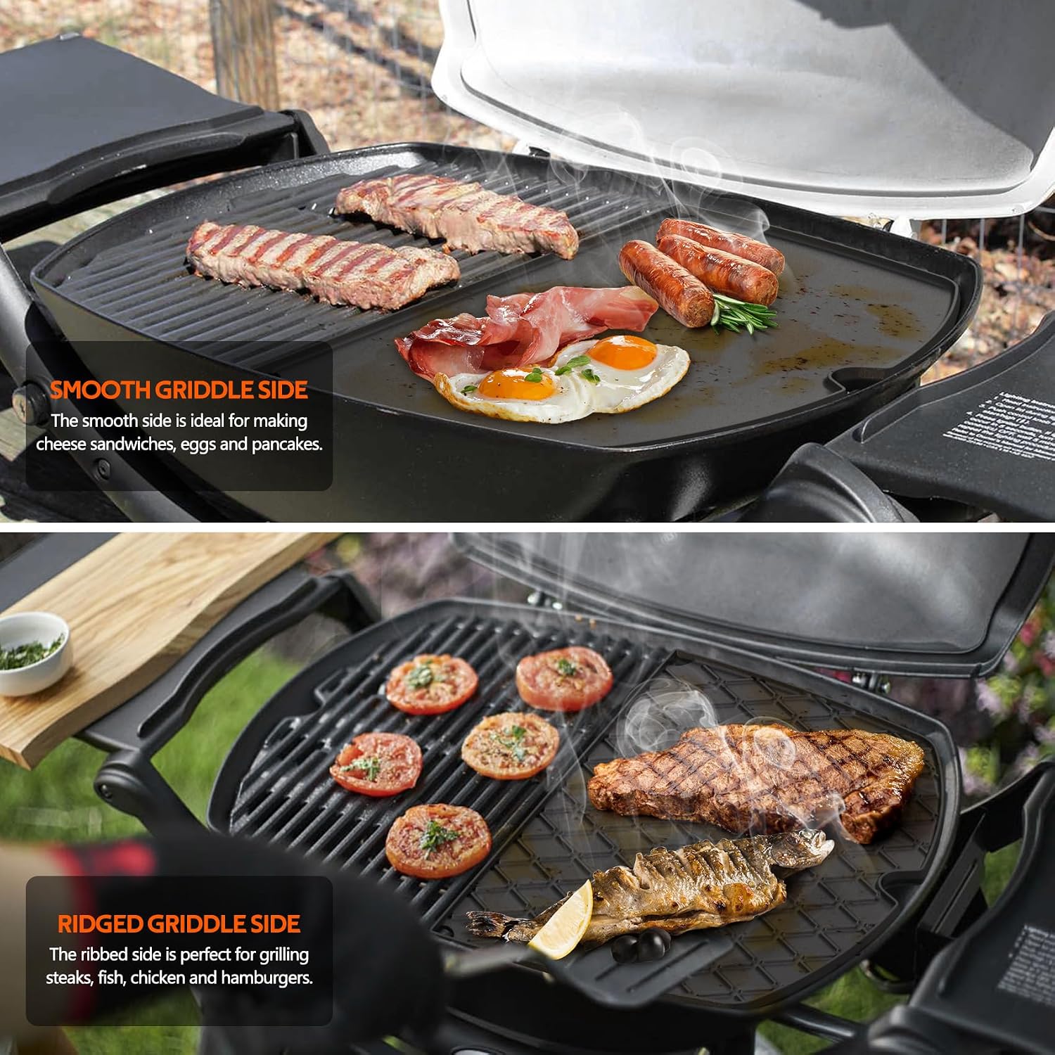 Stanbroil Reversible Griddle Plate for Weber Q200 Q2000 Series Grills