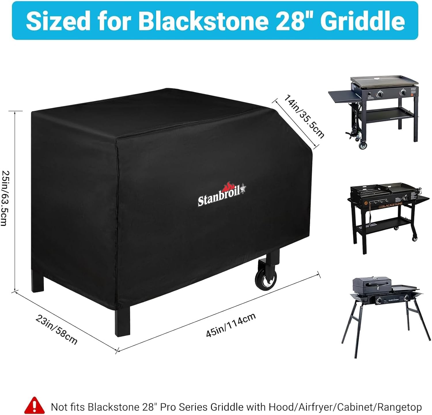 Stanbroil 28 Inch Griddle Cover for Blackstone 2 Burner Grills