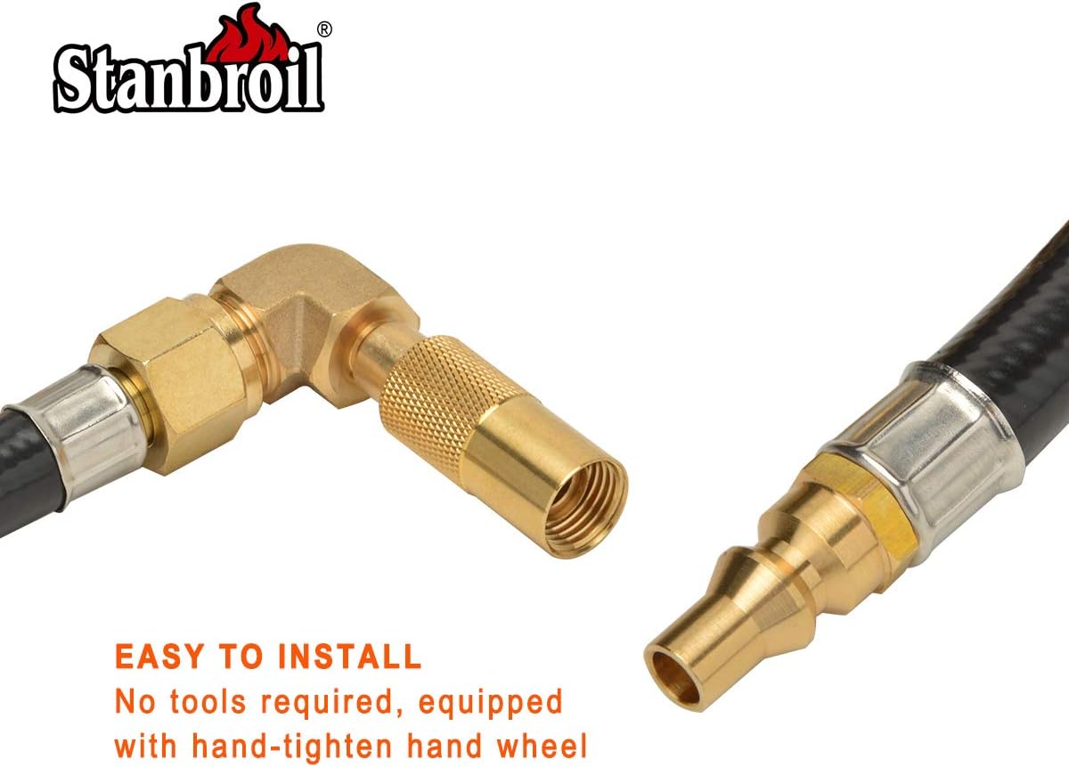 Stanbroil 12FT RV Quick Connect Propane Hose with Propane Elbow Adapter
