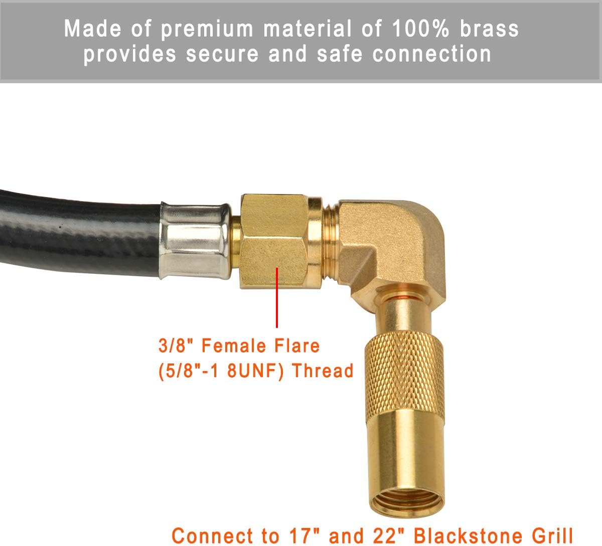 Stanbroil 12FT RV Quick Connect Propane Hose with Propane Elbow Adapter