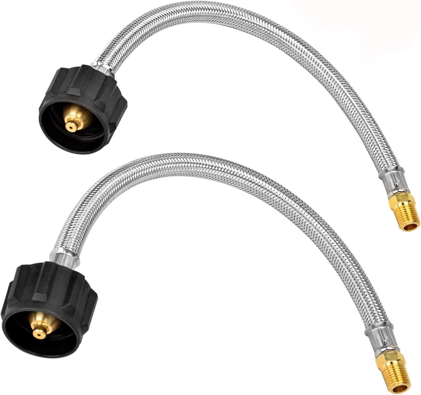 Stanbroil 12" RV Propane Pigtail Stainless Steel Braided Hose, 2PCS