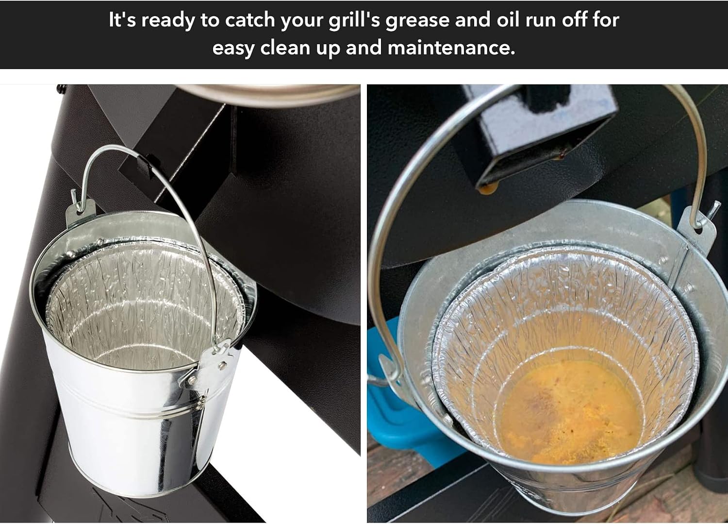 Stanbroil Grill Grease Bucket and 10-Pack Bucket Liners