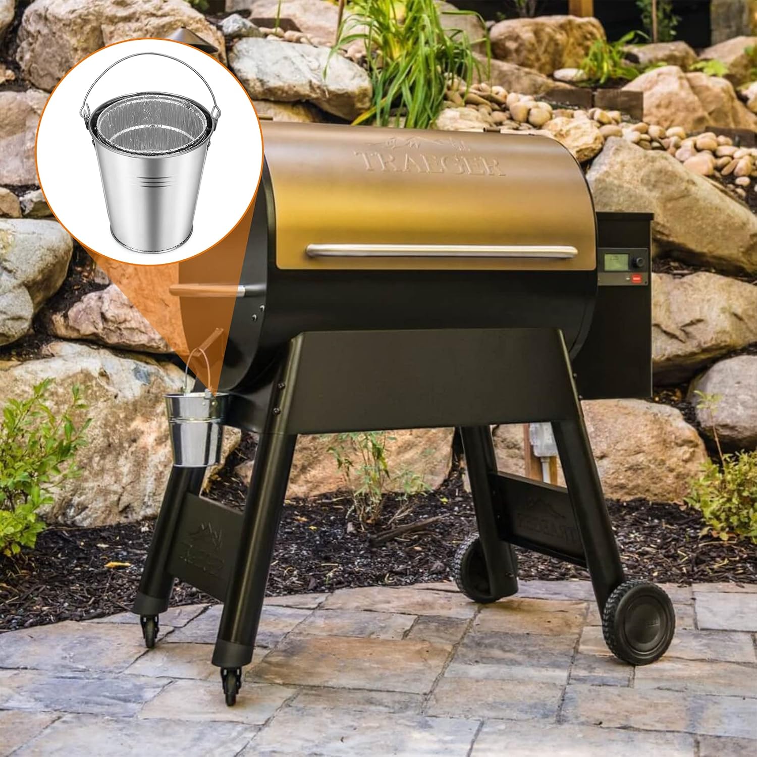 Stanbroil Grill Grease Bucket and 10-Pack Bucket Liners