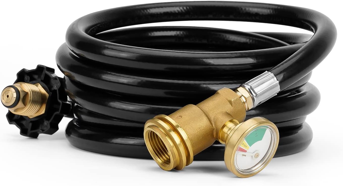Stanbroil 12 FT Propane Extension Hose with Gauge for Propane Appliances
