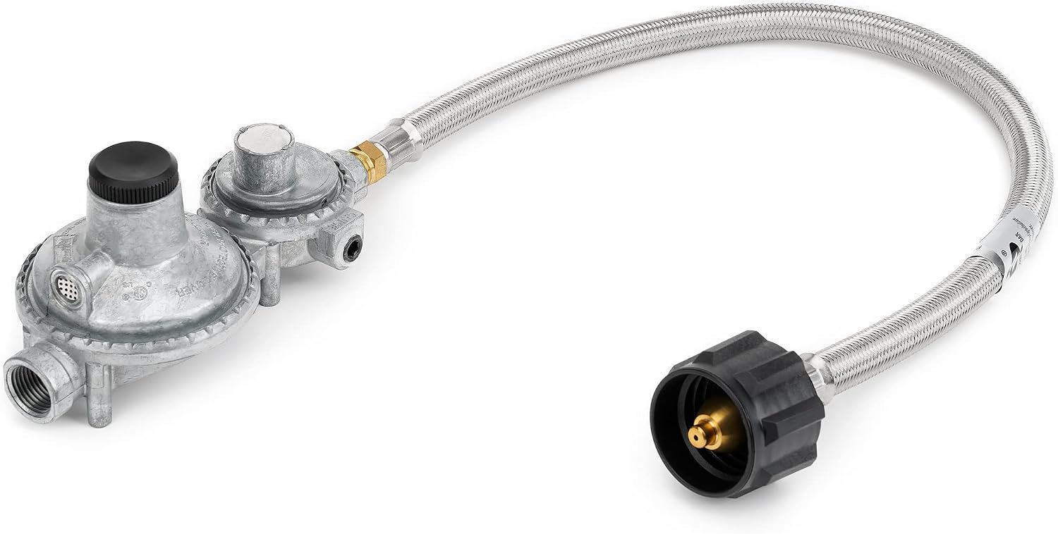 Stanbroil Vertical Two Stage Propane Regulator and 20" Pigtail Braided Hose