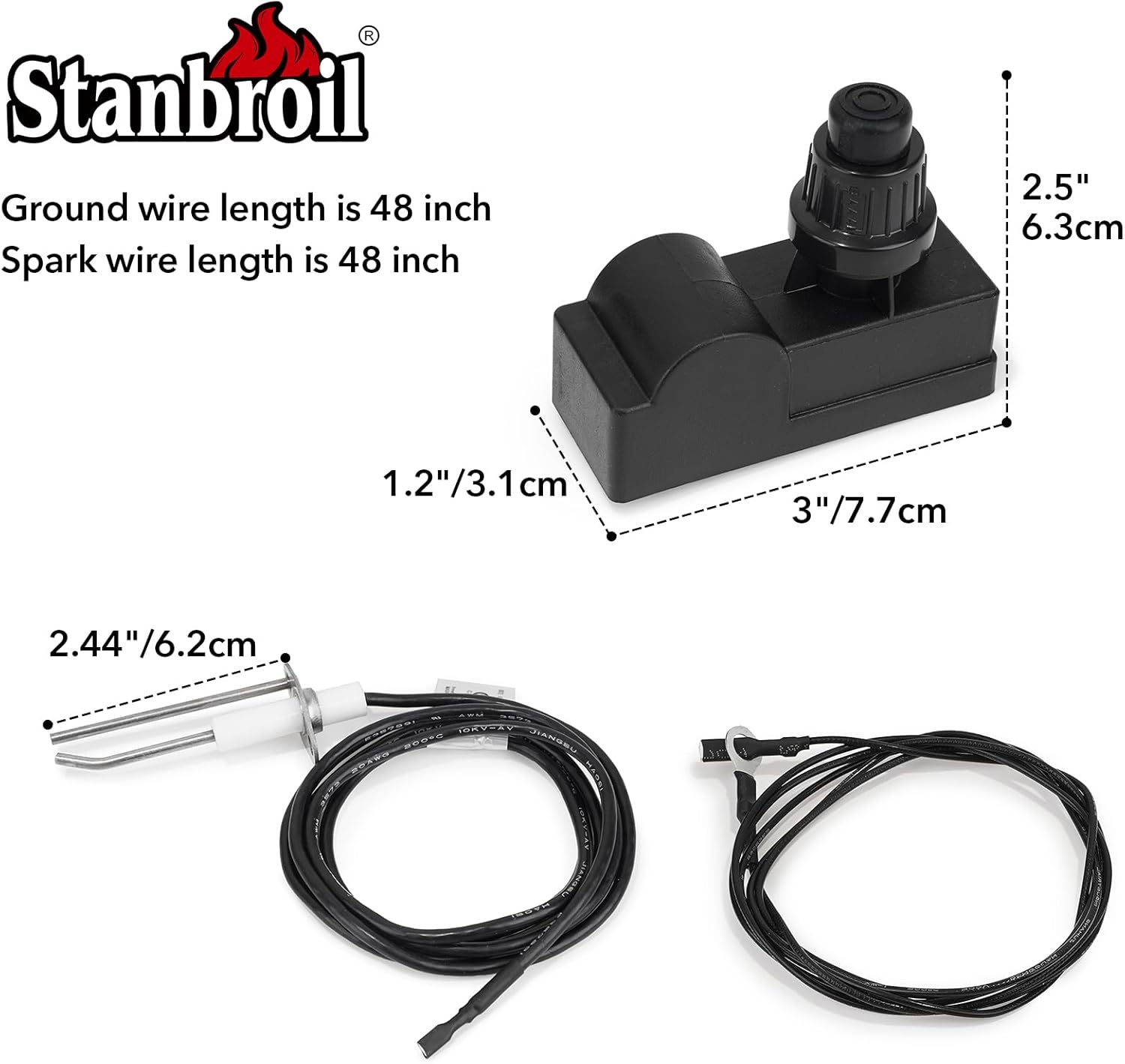 Stanbroil Fire Pit Push Button Ignition with Ground Wire & Ignition Leads