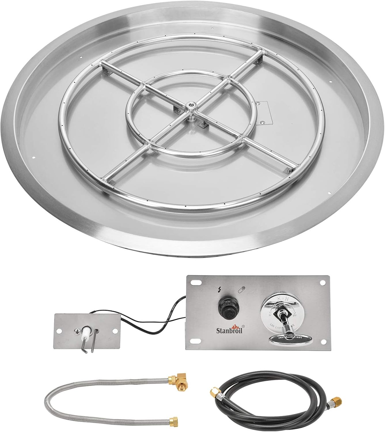 Stanbroil 31 Inch Drop-in Round Gas Fire Pit Kit with Spark Ignition Kit