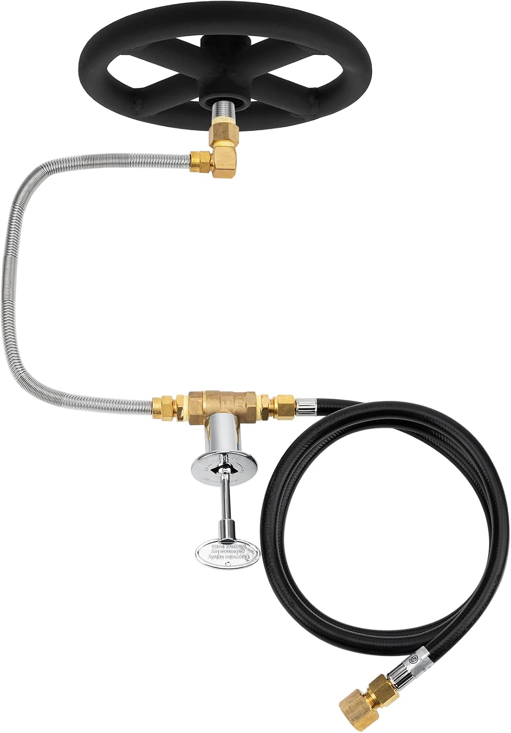Stanbroil Natural Gas Fire Pit Burner Ring Installation Kit, Black Steel, 6-inch