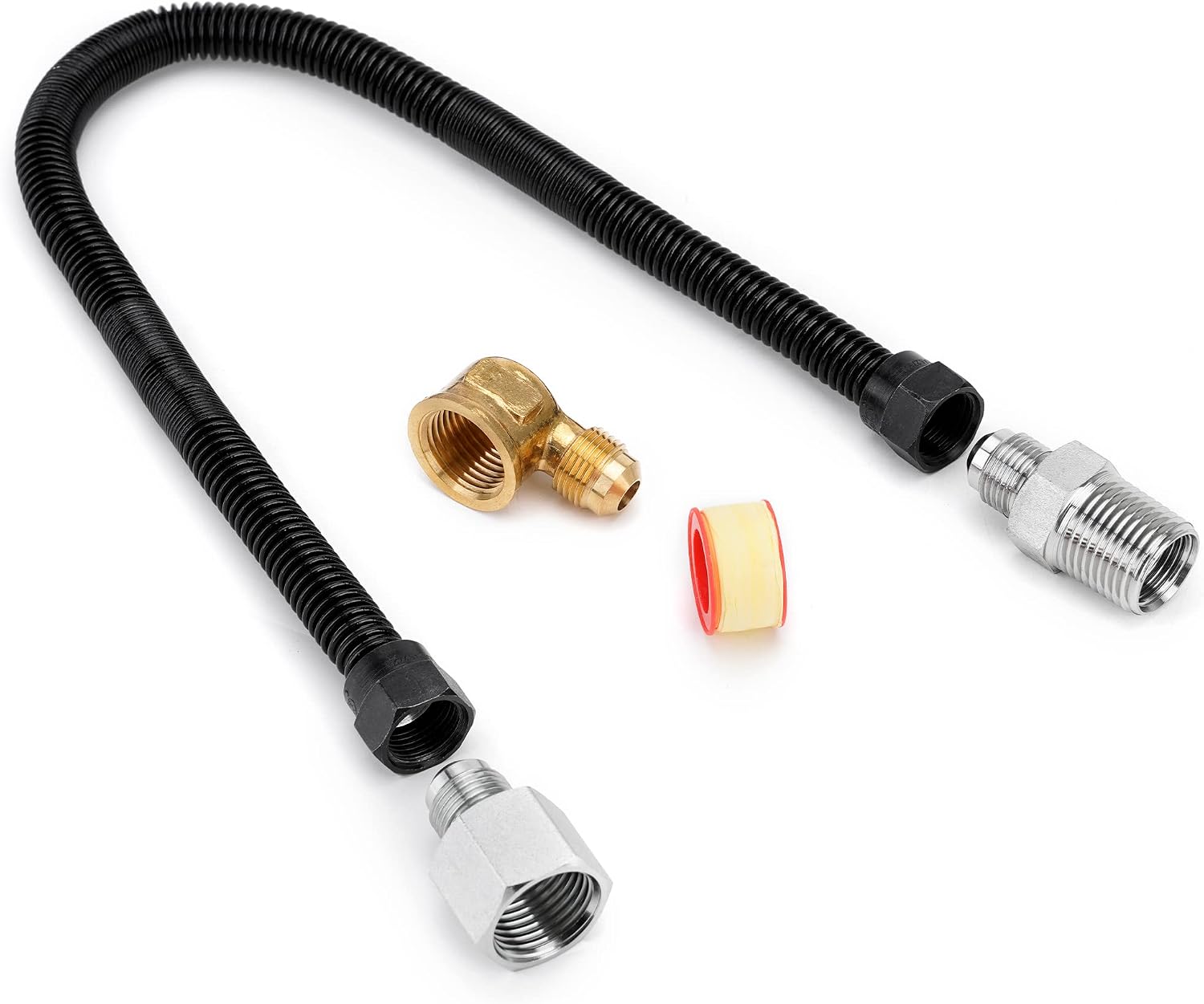 Stanbroil 38" X 18" Non-Whistle Flexible Flex Gas Line Kit with Brass Ends
