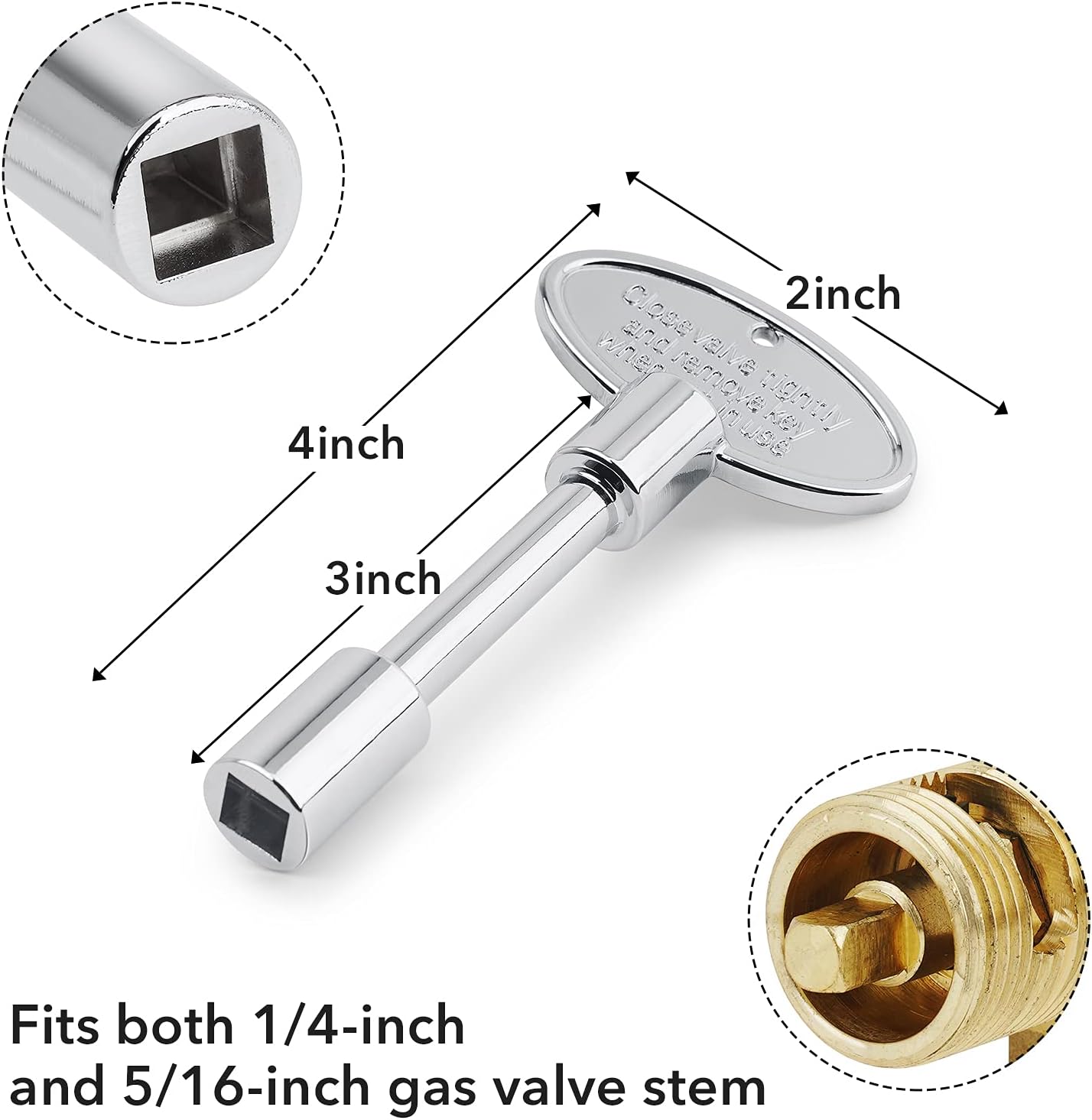Stanbroil Universal 3-Inch Gas Valve Key Polished Chrome