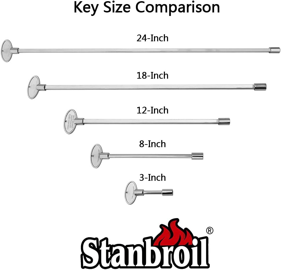 Stanbroil Universal 3-Inch Gas Valve Key Polished Chrome