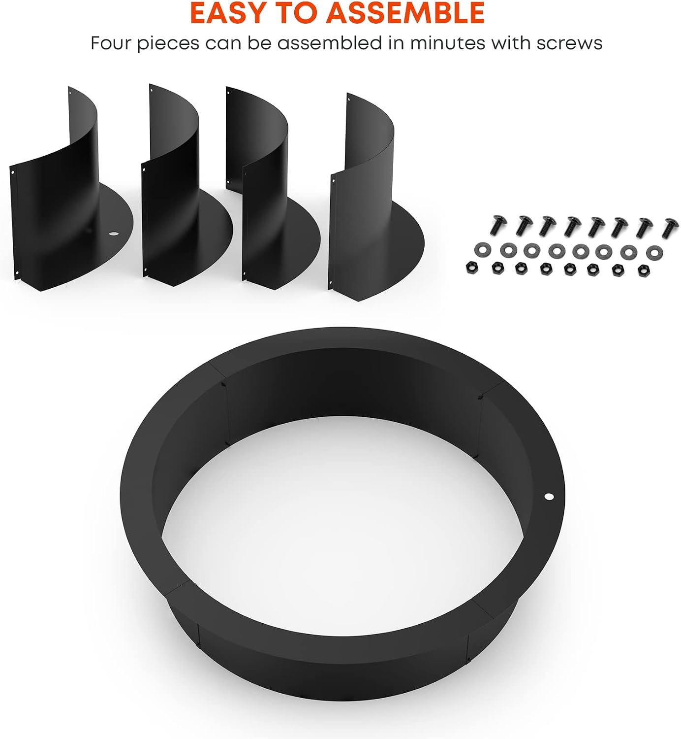 Stanbroil 36" Fire Pit Ring Insert for Wood Burning Fire Pit