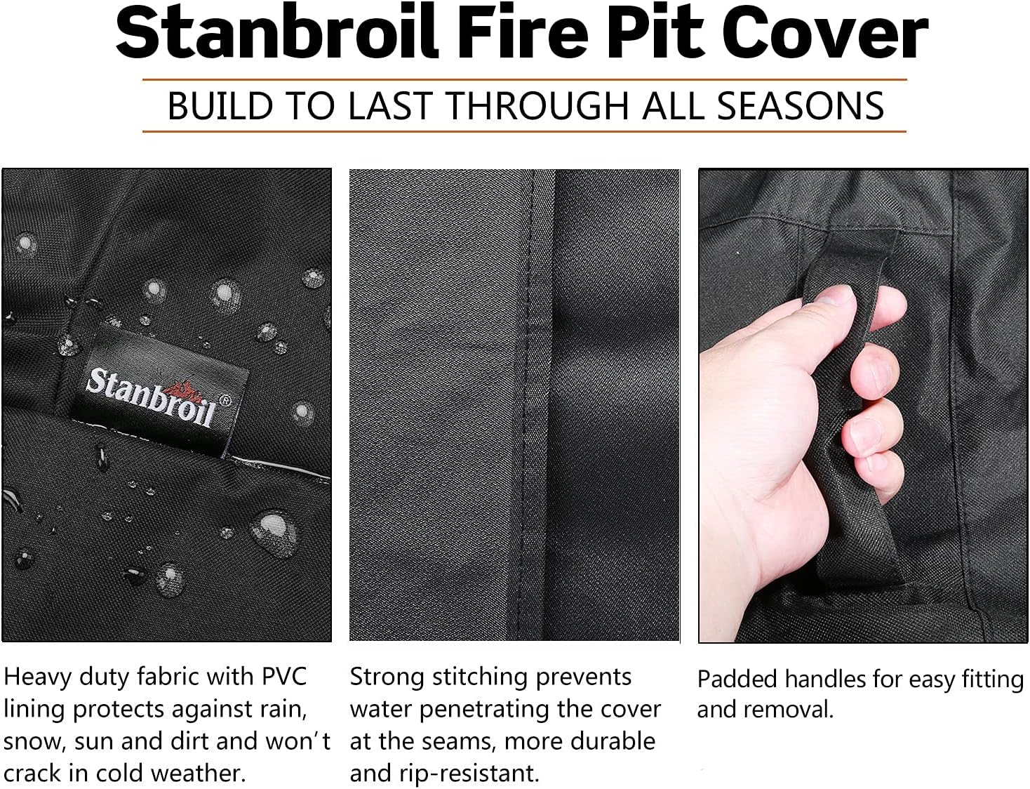 Stanbroil 50 Inch Round Fire Pit Cover, Waterproof Outdoor Furniture Cover