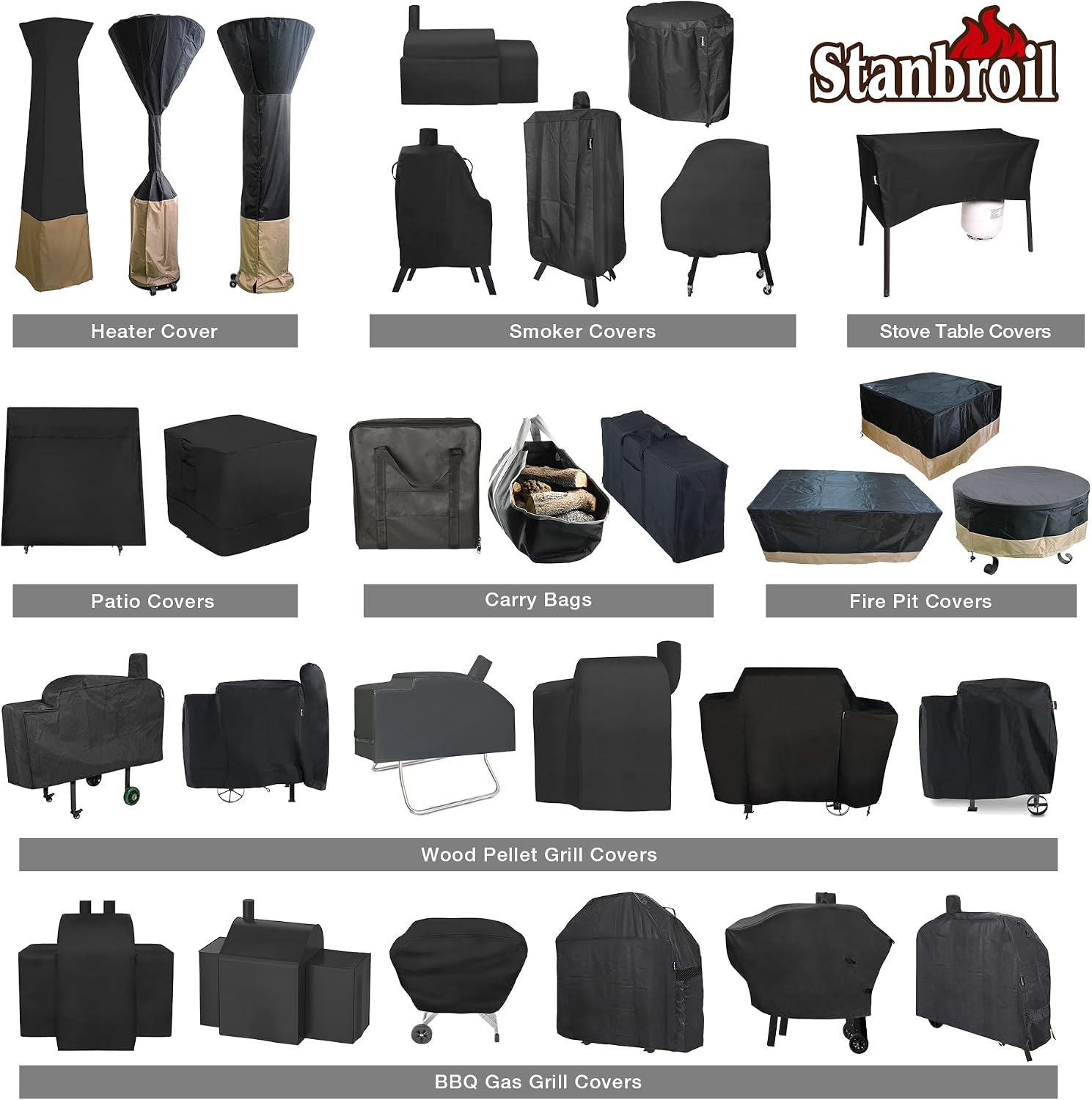 Stanbroil 50 Inch Round Fire Pit Cover, Waterproof Outdoor Furniture Cover