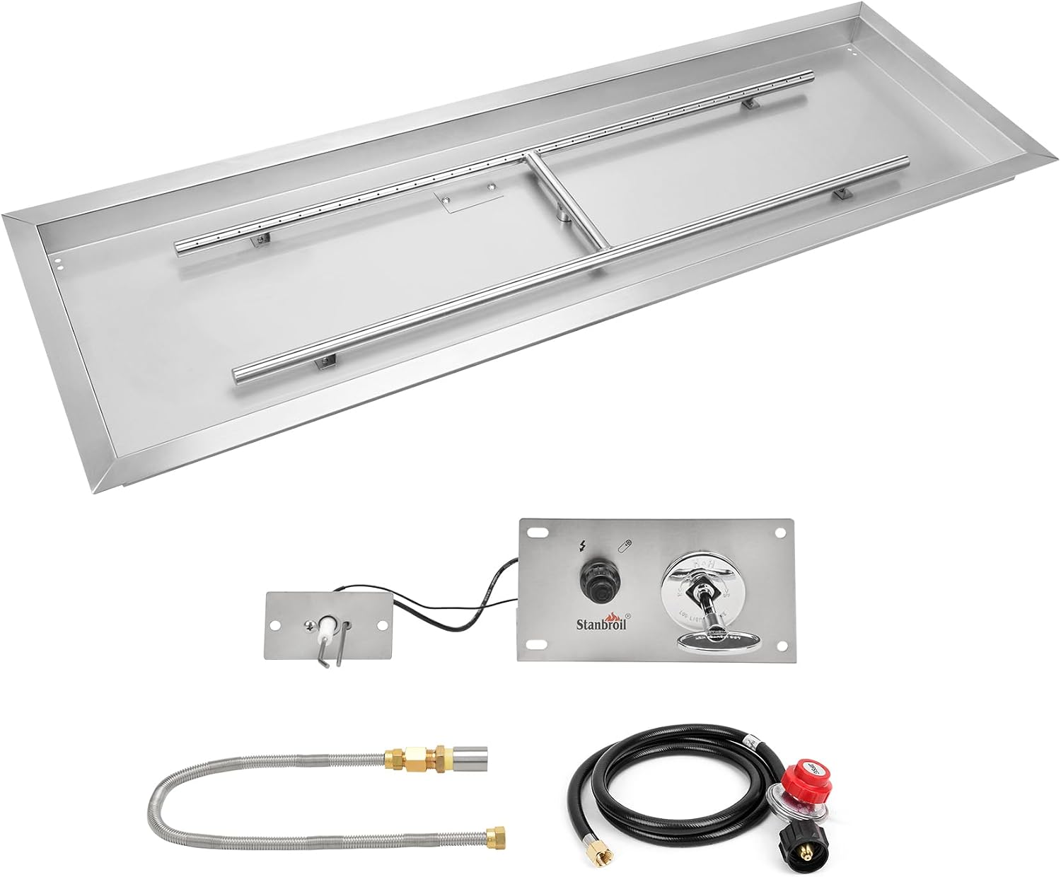 Stanbroil 48 x 14 Inch Rectangular Drop-in Gas Fire Pit Burner Kit