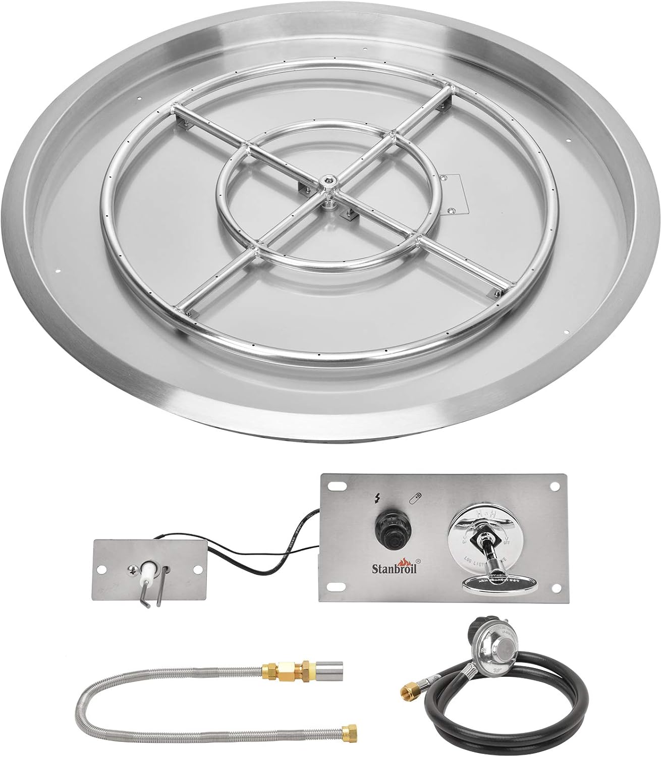 Stanbroil 31 Inch Drop-in Round Fire Pit Installed with Spark Ignition Kit