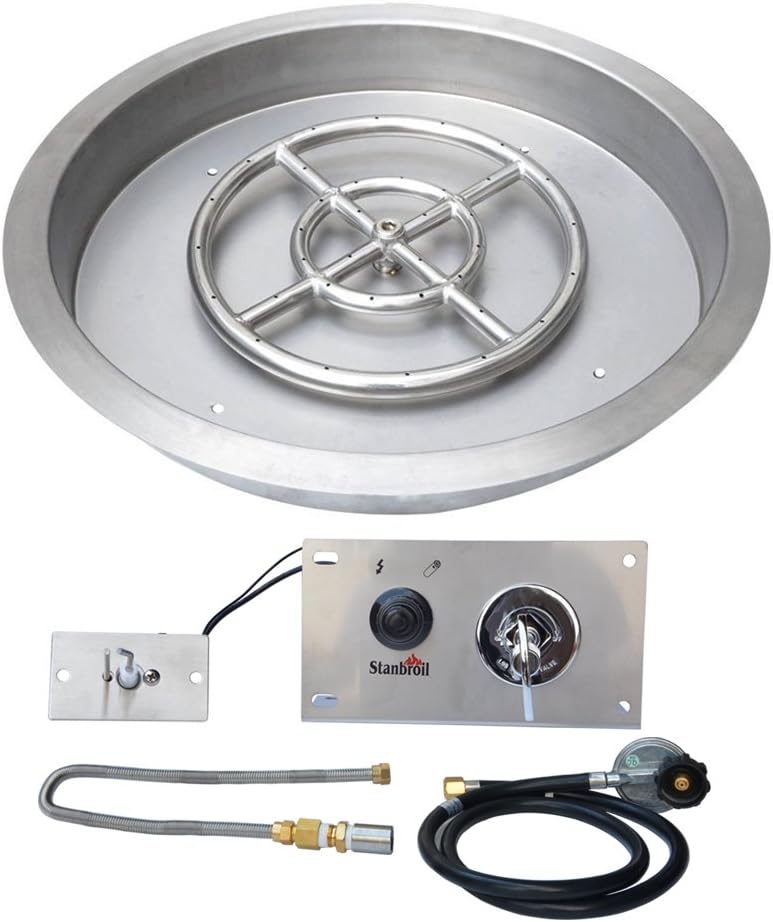 Stanbroil 25 Inch Drop-in Round Gas Fire Pit Kit with Spark Ignition