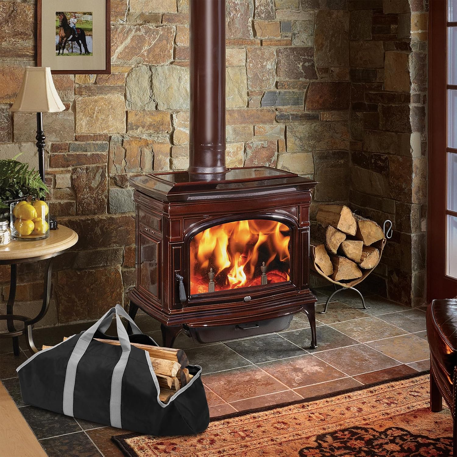 Stanbroil Canvas Firewood Carrier Bag, Outdoor Waterproof Log Carrier Tote