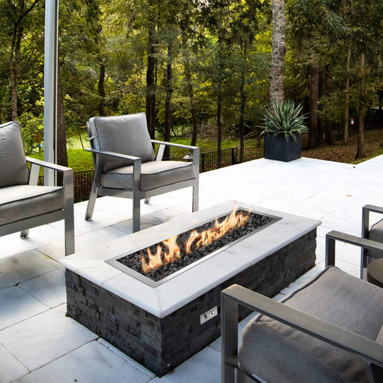Stanbroil 36 x 12 Rectangle Fire Pit Kit with Spark Ignition