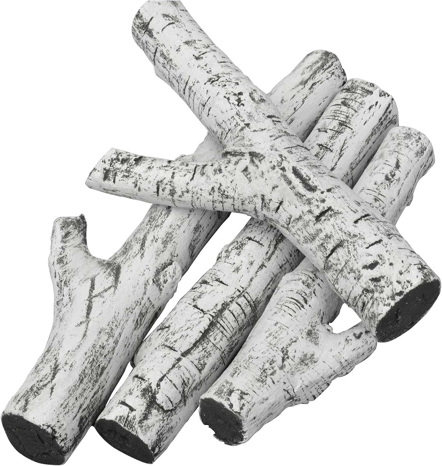 Stanbroil 4 Piece Set of Ceramic White Birch Wood Gas Logs