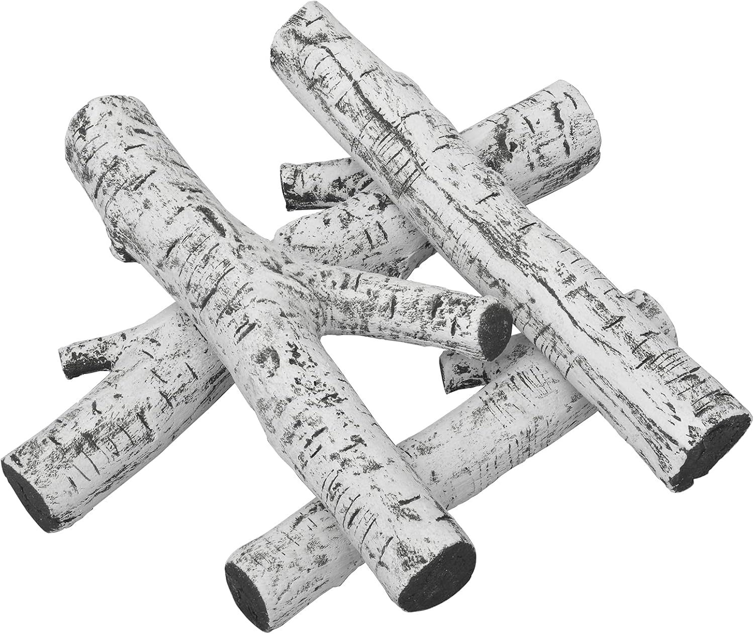 Stanbroil 4 Piece Set of Ceramic White Birch Wood Gas Logs