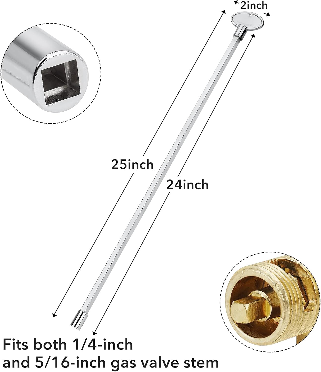 Stanbroil Universal 24-Inch Gas Valve Key, Polished Chrome