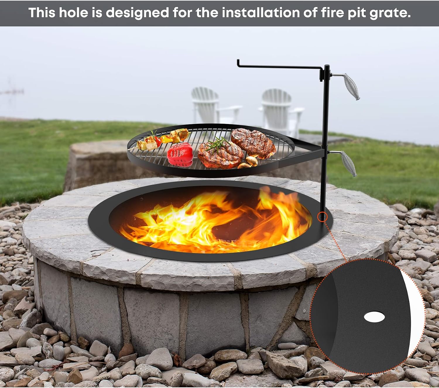 Stanbroil 30" Fire Pit Ring Insert for Wood Burning Fire Pit