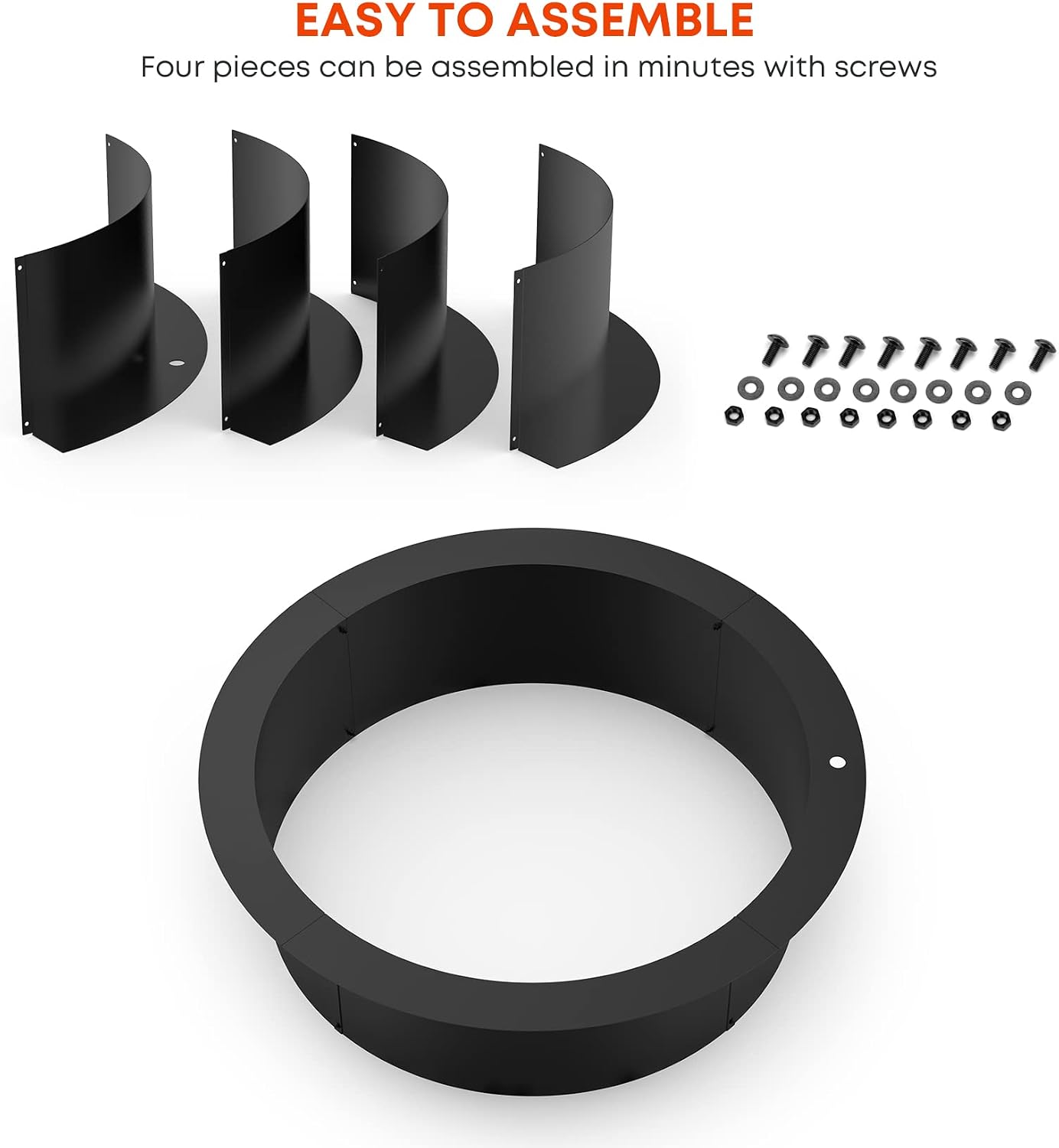 Stanbroil 30" Fire Pit Ring Insert for Wood Burning Fire Pit