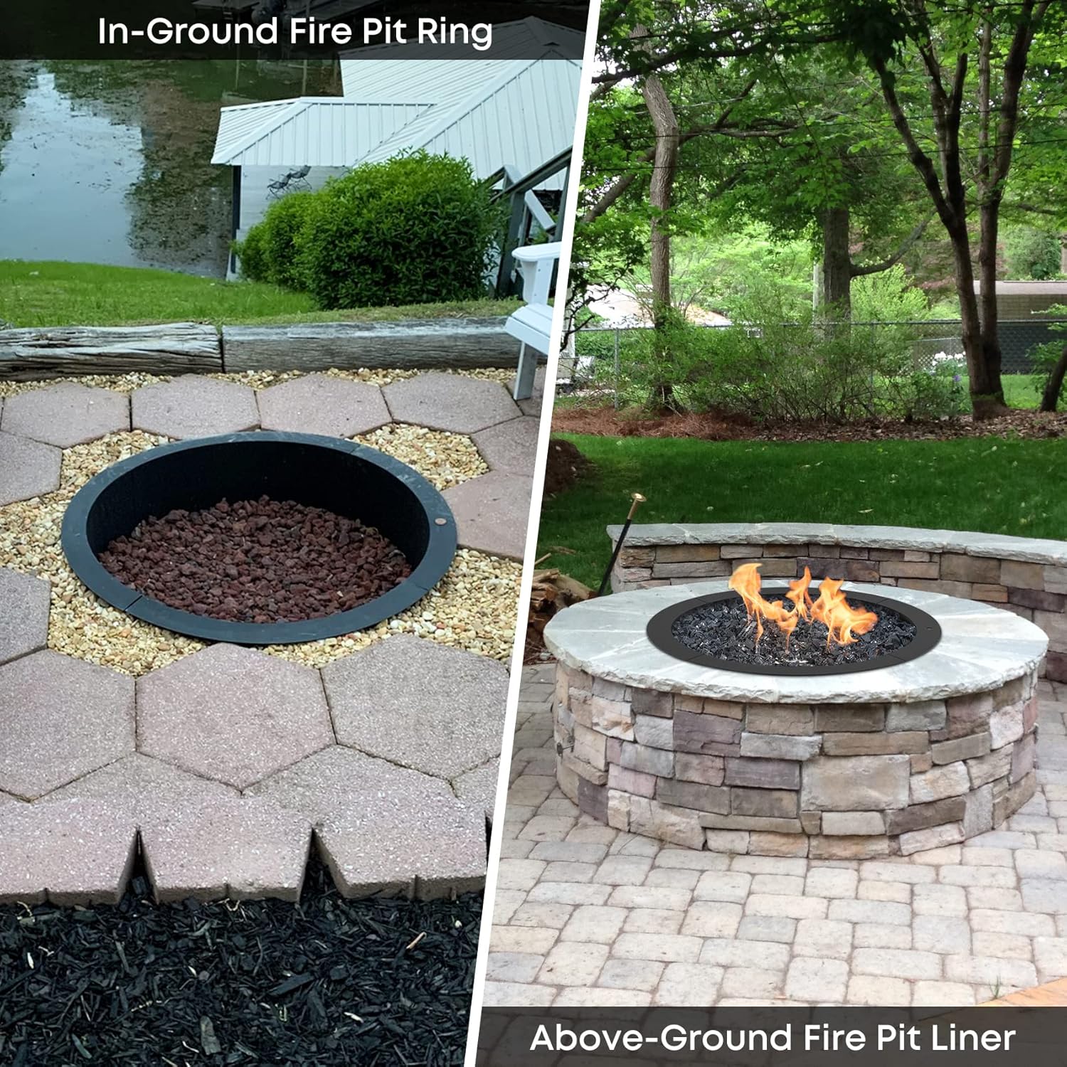 Stanbroil 30" Fire Pit Ring Insert for Wood Burning Fire Pit
