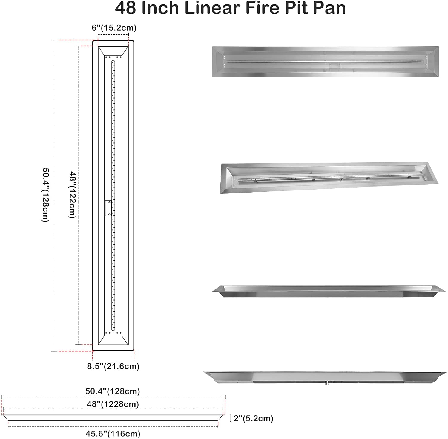 Stanbroil 48 by 6-Inch Drop-in Linear Trough Fire Pit Burner