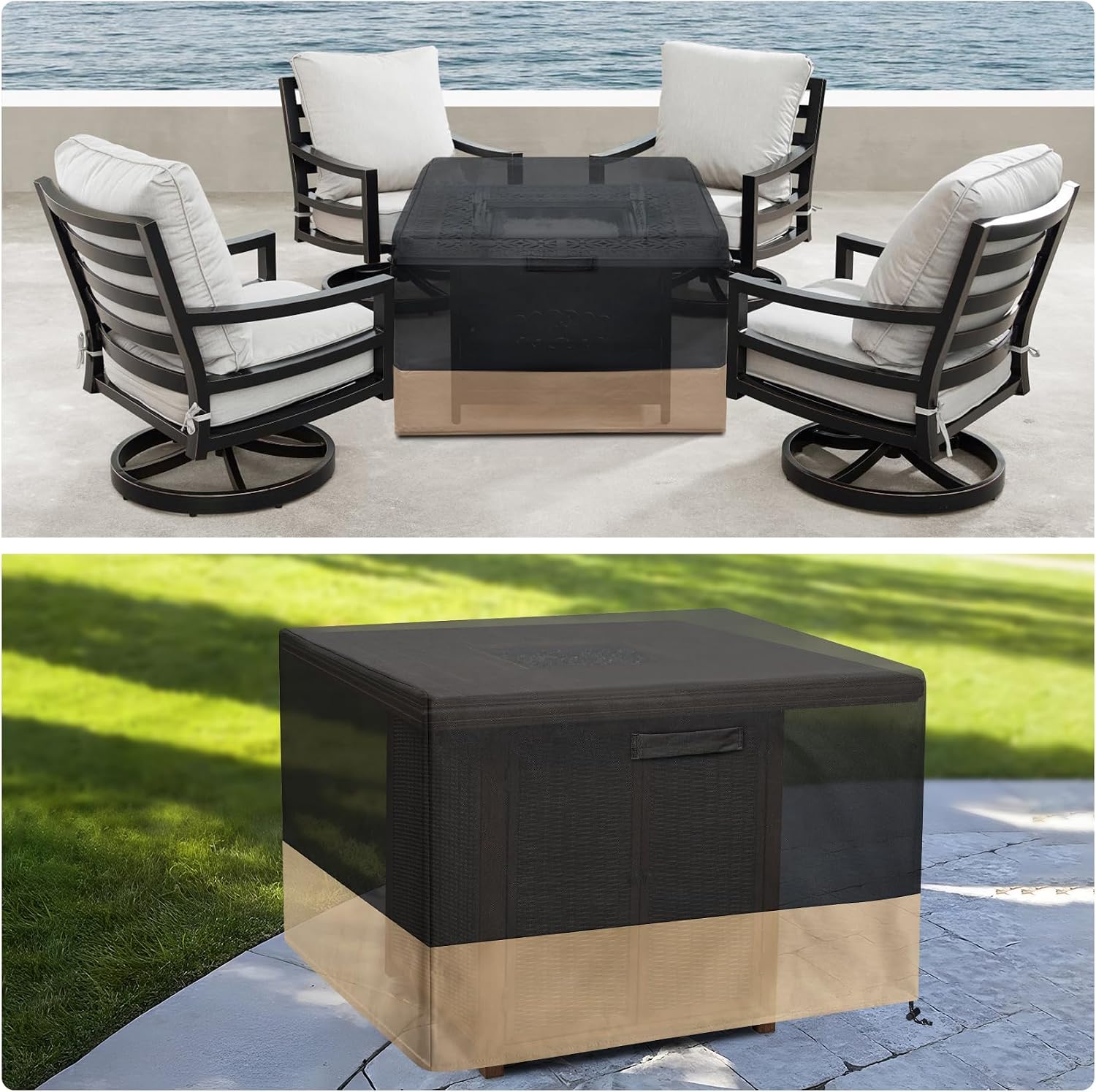 Stanbroil 40 Inch Patio Square Fire Pit Cover, Outdoor Furniture Cover