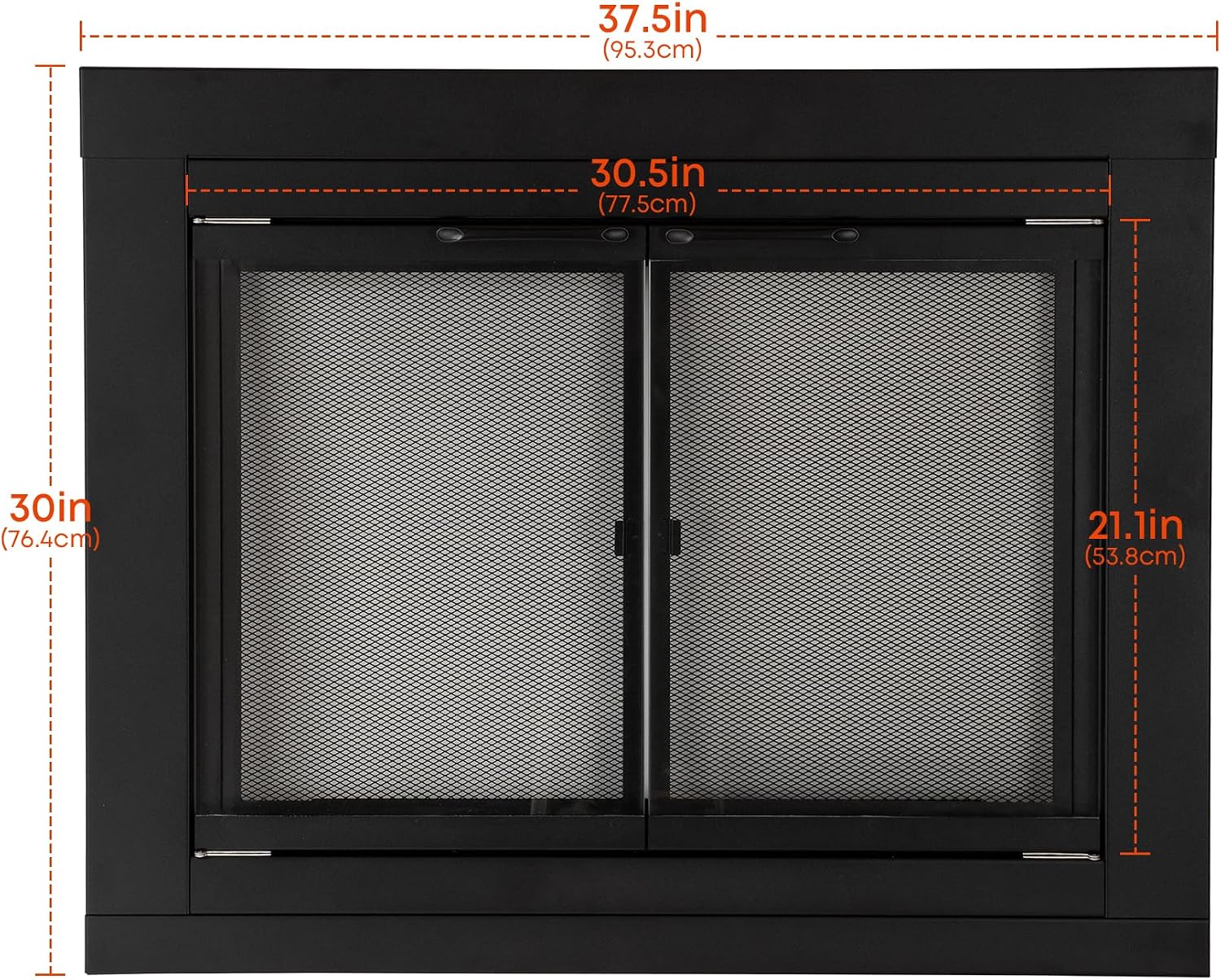 Stanbroil Fireplace Glass Cabinet-Style Door, Black, Small
