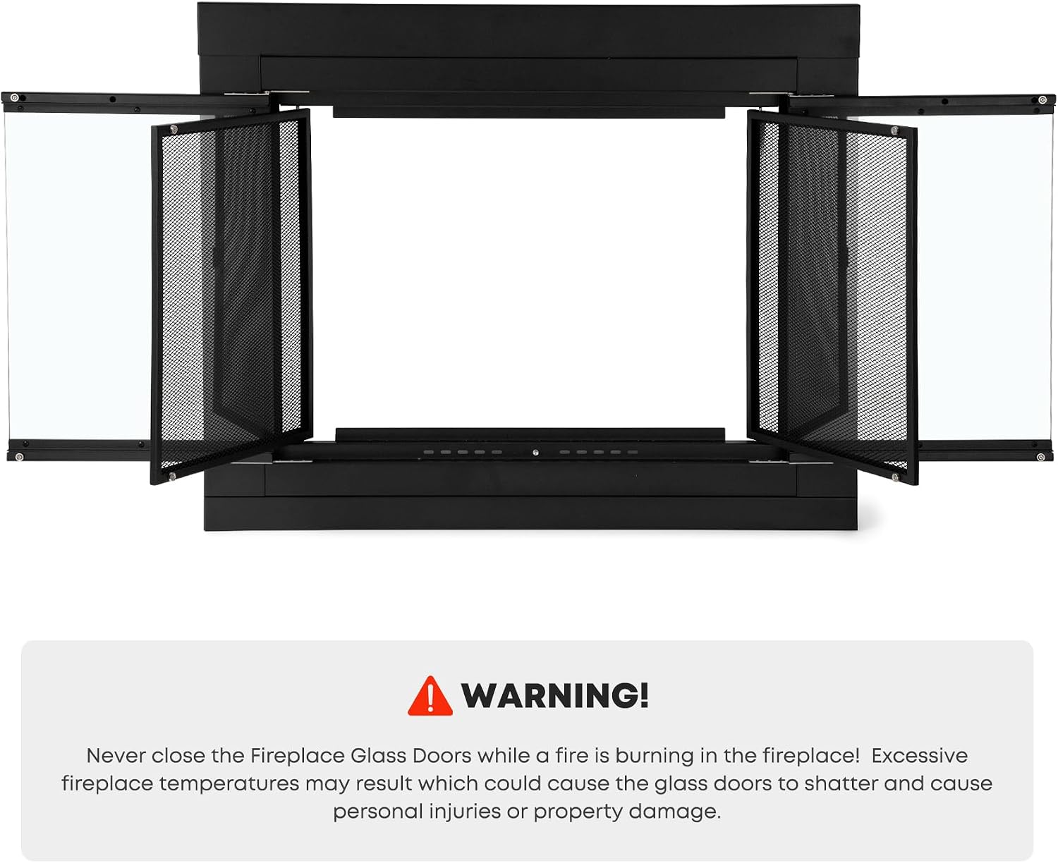 Stanbroil Fireplace Glass Cabinet-Style Door, Black, Small