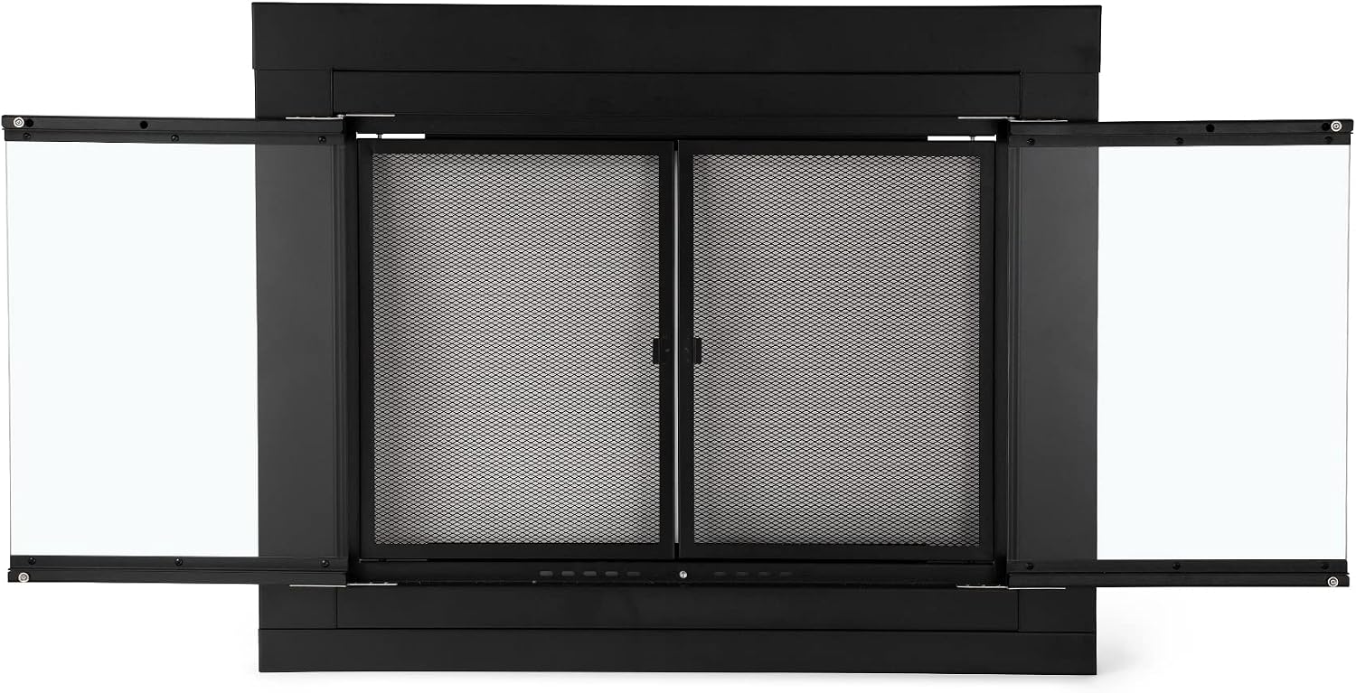 Stanbroil Fireplace Glass Cabinet-Style Door, Black, Small