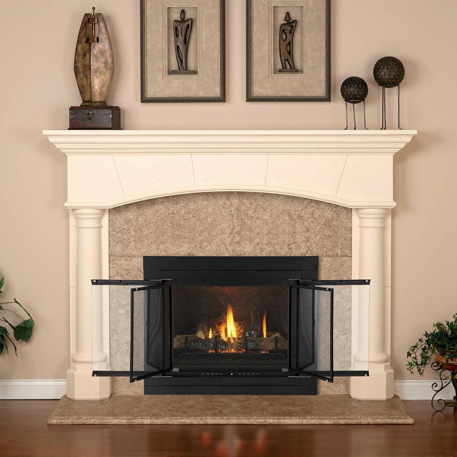 Stanbroil Fireplace Glass Cabinet-Style Door, Black, Small