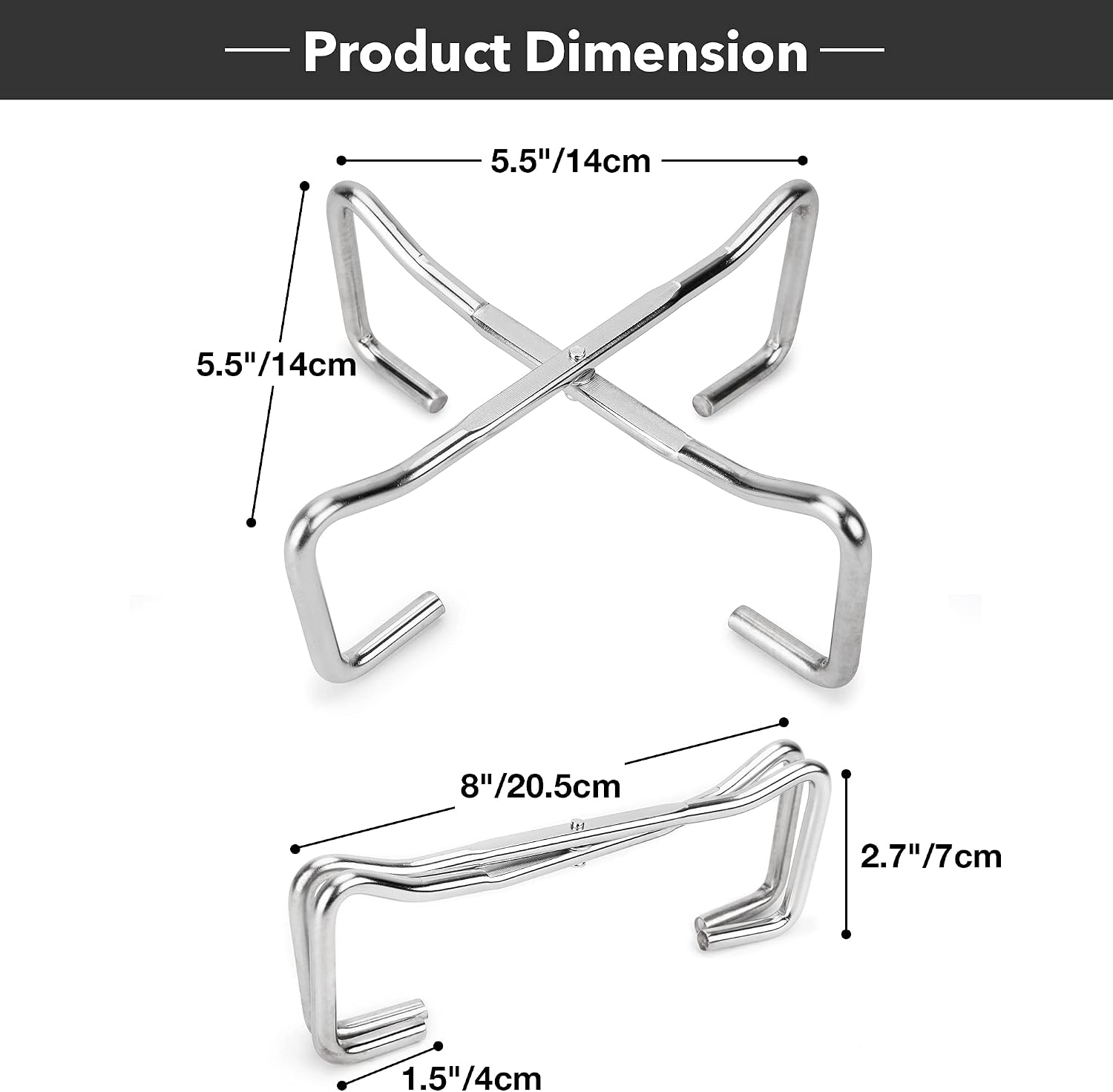 Stanbroil 8" Stainless Steel Folding Dutch Oven Lid Stand for Campfire