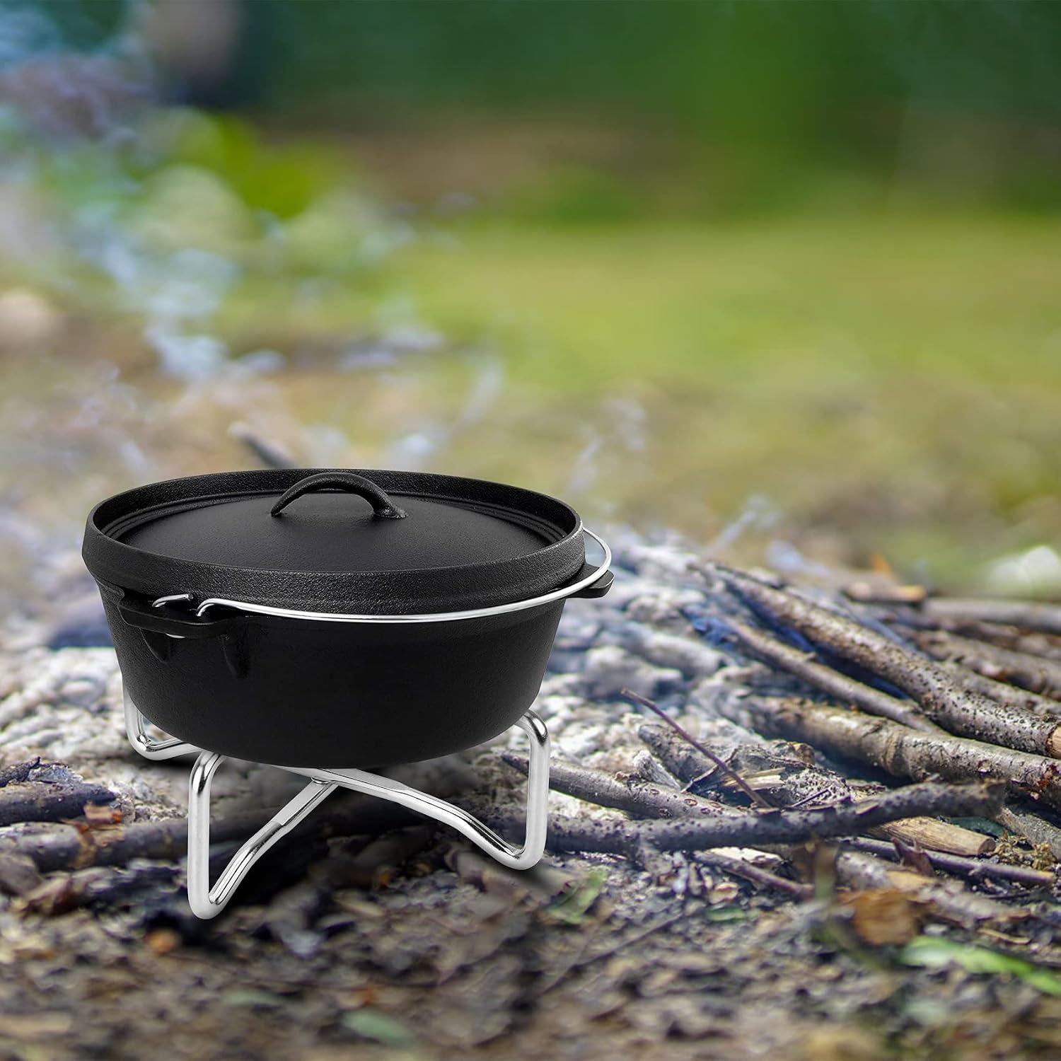Stanbroil 8" Stainless Steel Folding Dutch Oven Lid Stand for Campfire
