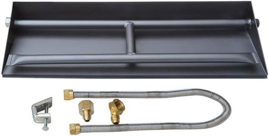 Stanbroil 20.5 Inch Gas Fireplace Dual Burner Pan Kit, Black Steel