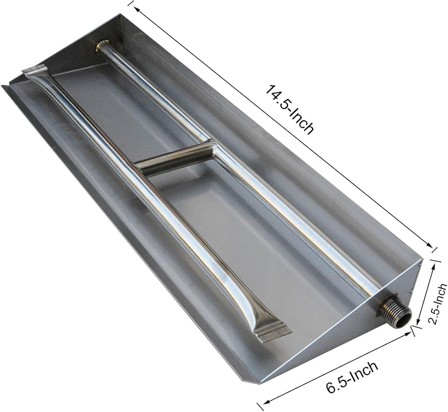 Stanbroil 14.5 Inch Gas Fireplace Dual Burner Pan, 304 Stainless Steel