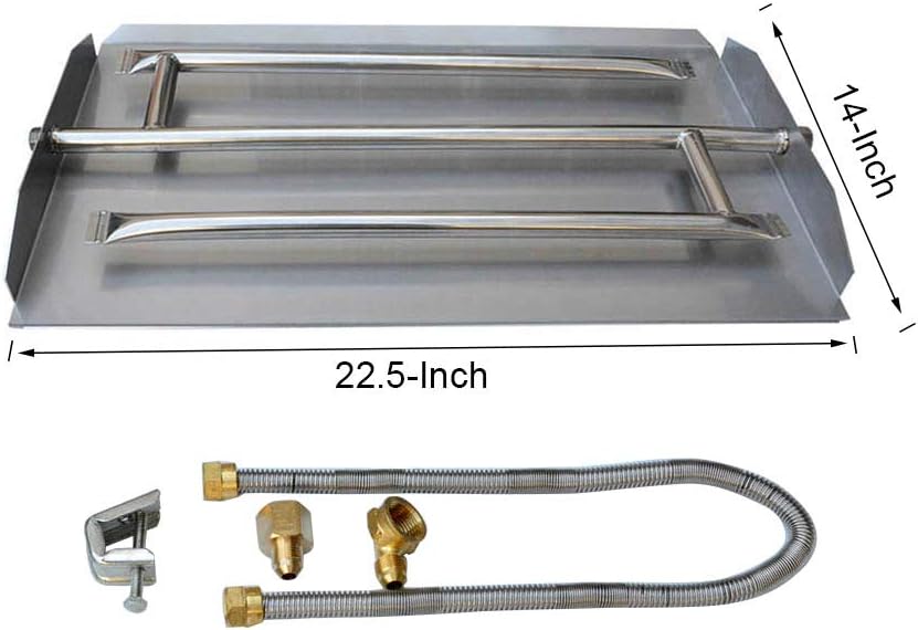 Stanbroil 22.5" Gas Fireplace Triple Burner Pan Kit, 304 Stainless Steel
