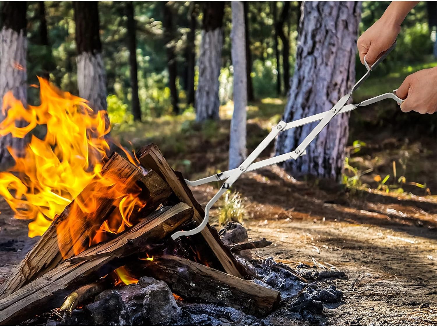 Stanbroil 26" Outdoor Campfire Fireplace Tongs Stainless Steel Log Grabber